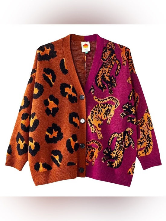 FARM Rio Sweaters - Farm Rio | Oversized Pattern Block Cardigan Sweater, S